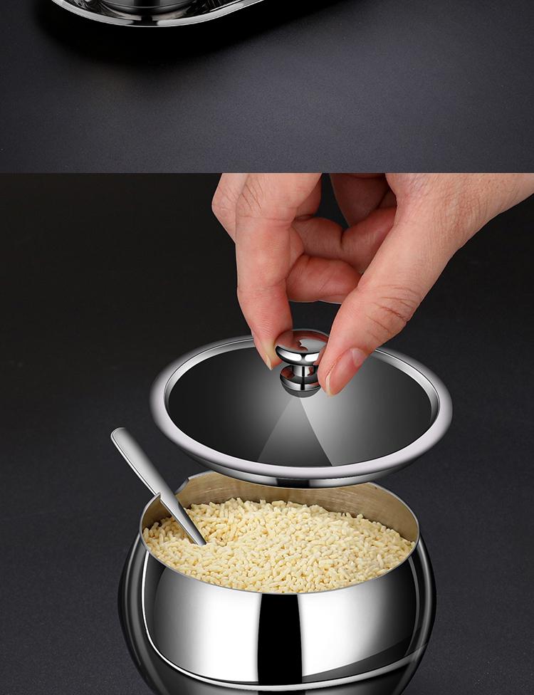304 Stainless Steel Seasoning Jar Set with Lids & Spoons for Salt and Pepper
