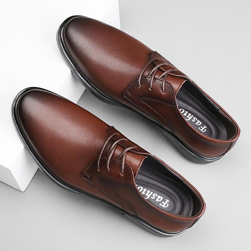 Spring Leather Shoes Low-top Casual Shoes Versatile Men's Shoes Black Shoes Waterproof Business Shoes Men's