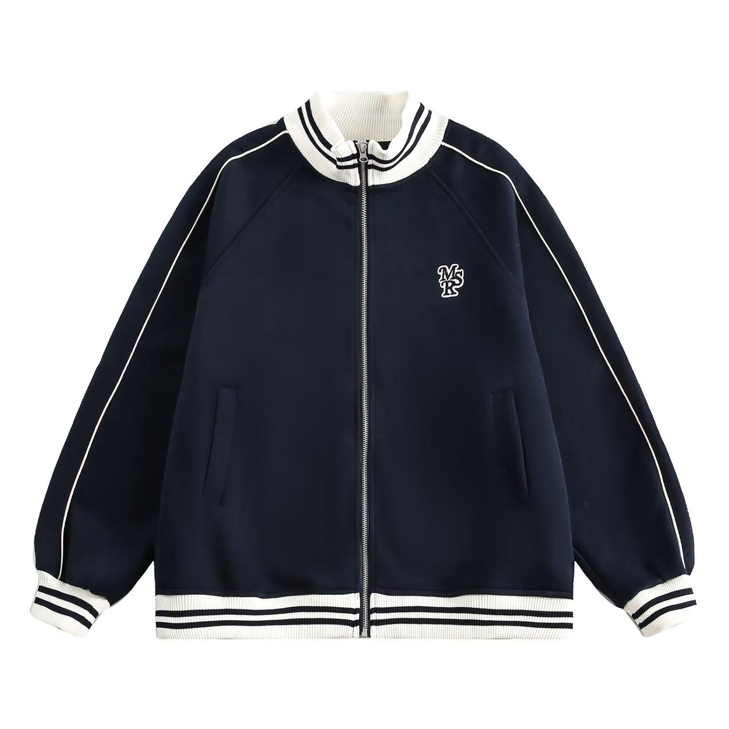 

CHANT2nd Женская повседневная куртка в американском стиле для бейсбола - Воротник-стойка, Свободный крой, Толстовка на раннюю осень XL темно-синий