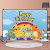 Cartoon Cute Kid Birthday Party Decorations Backdrop Pikachu Theme Photography Background Baby Shower Banner Photo Booth Props458