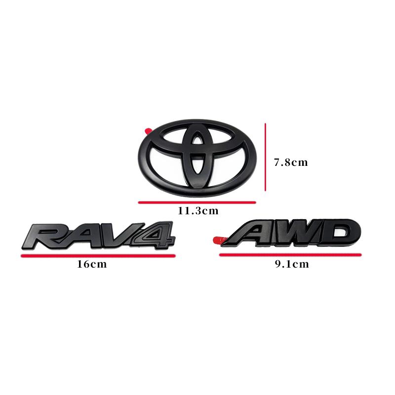vdcp6 Juego de 4 Emblemas con Logotipo en Negro Mate ABS OVERLAY para TOYOTA RAV4 XLE XLE LIMITED 2019-2024, Adhesivo para Maletero, A