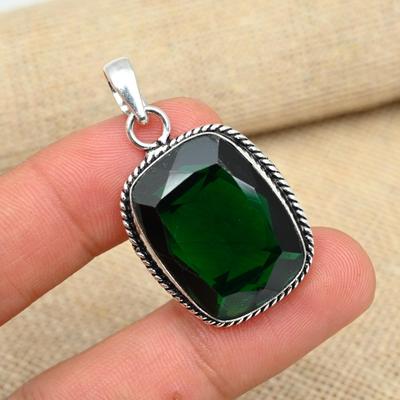 Chrome Diopside Gemstone 925 Sterling Silver Handmade Pendant Indian Jewelry