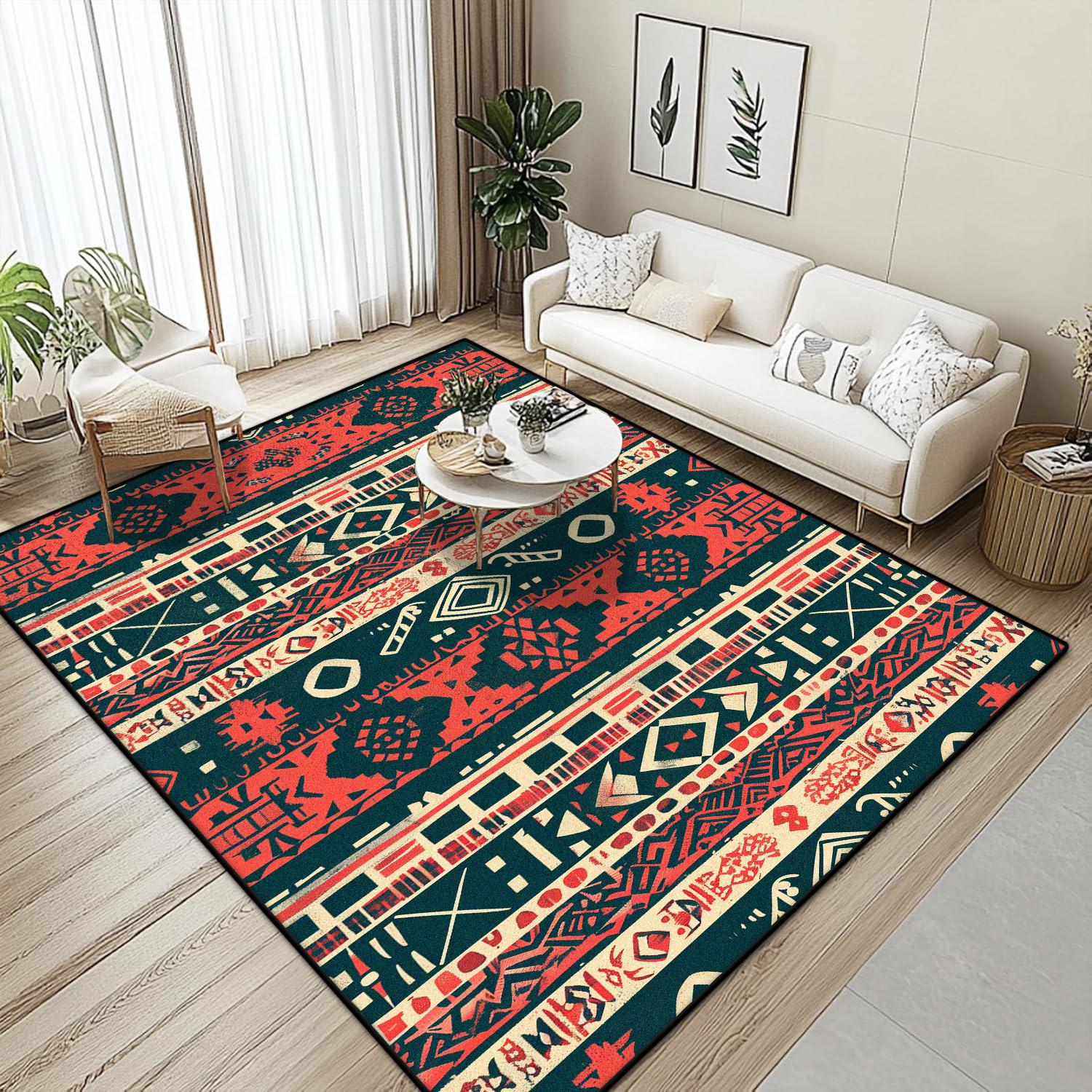 

Retro Bohemian Carpet Living Room Aesthetics Decoration Parlor Sofa Customizable Floor Mats Luxury Lounge Bedroom Rug Non-slip 60x90cm