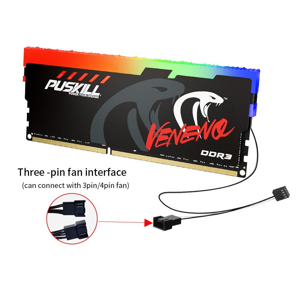 PUSKILL Memoria RAM RGB DDR3 8GBx2 1600MHz 12800S Udimm Dual Channel DIMM Desktop Memory Rams