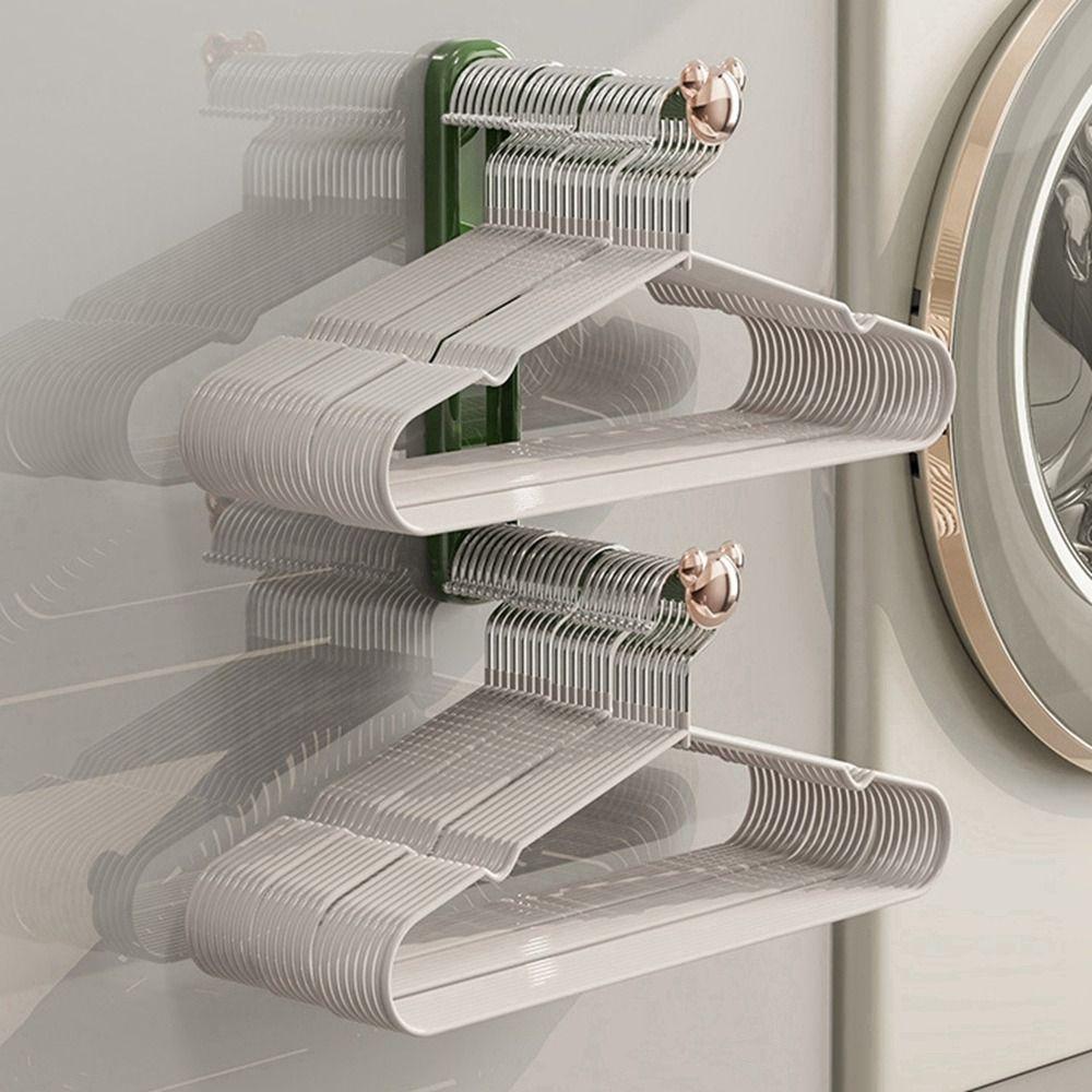 

Plastic Retractable Hanger Collector Punch-free Clothes Hanger Organizer for Bathroom
