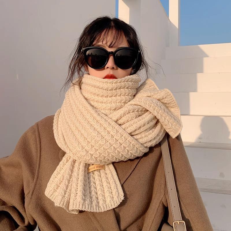 New Christmas red scarf women's autumn and winter birthday gift wool knitted student couple scarf thickened