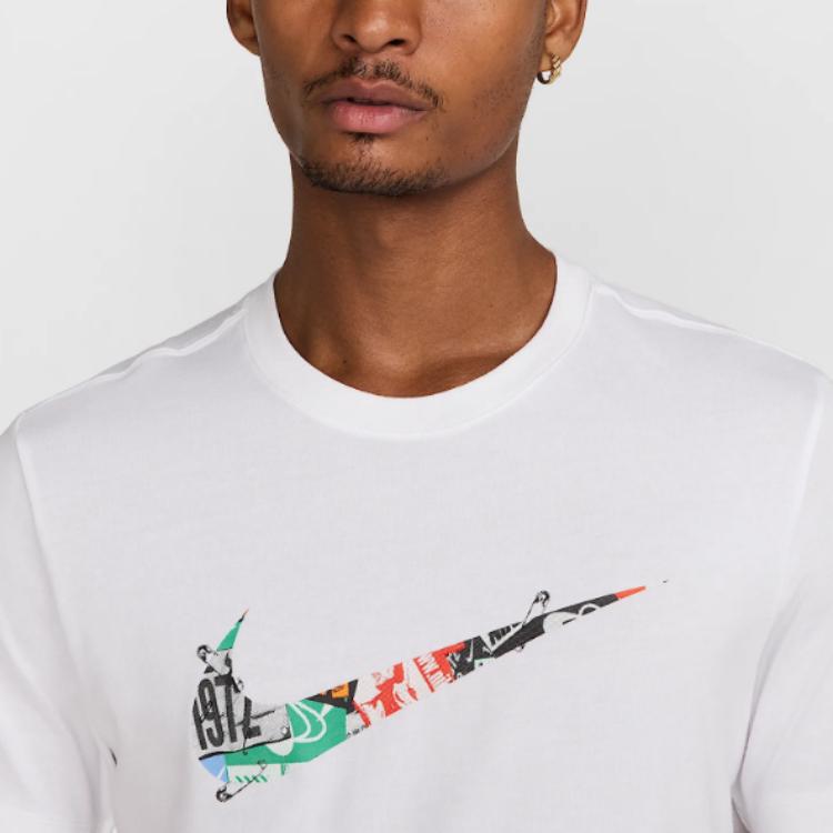 Nike Dri-Fit Logo Design Versatile Sweat-Absorbing Breathable Short Sleeve T-Shirt Men Tops White HJ3658-100