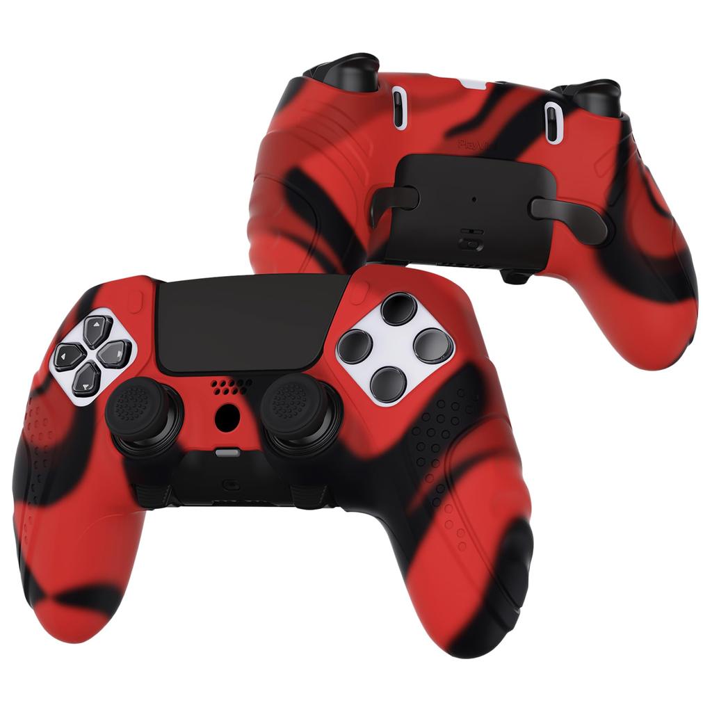 PlayVital Soft Rubber Protector Skin for PS5 Edge Wireless Ergonomic Silicone Cover Case with Thumb Grip Caps for PS5 Edge Controller Edition Red