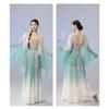 Women's Gradient Big Sleeve Chinese Classical Dance Set, Flowy Big Swing Chiffon Skirt Performance Wear