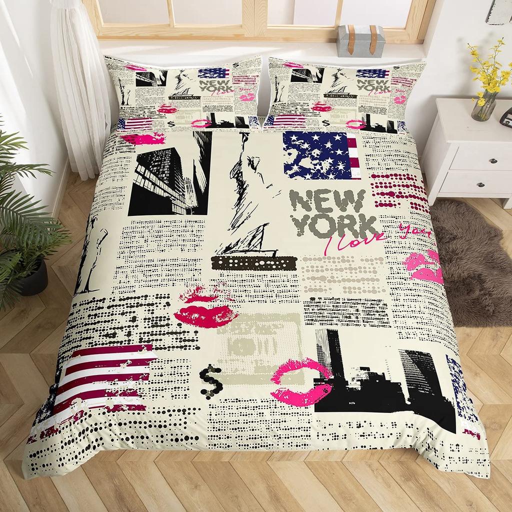 City View Bettbezug-Set Modernes Stadtbild Bettwäsche-Set für Jungen Mädchen Erwachsene 3D Wolkenkratzer Druck Urbanes Gebäude Bettdeckenbezug