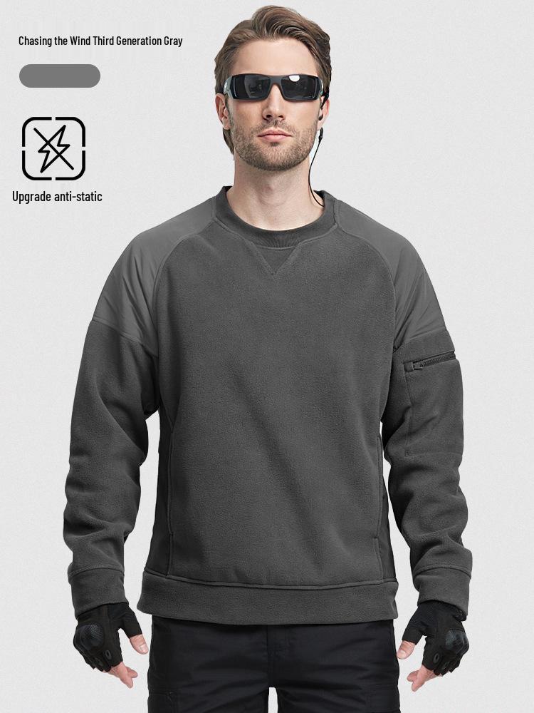 Men s Winter Plus Velvet Fleece Jacket, Windproof Warm Ski Inner Layer 4XL (95-105 kg)