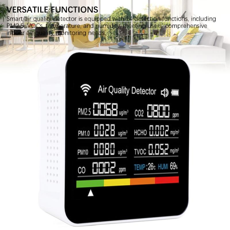 Air Quality Detector For Tuya 14 In 1 Professional Indoor Air Quality Meter Accurate Sensor PM2.5 Display Smart Portable