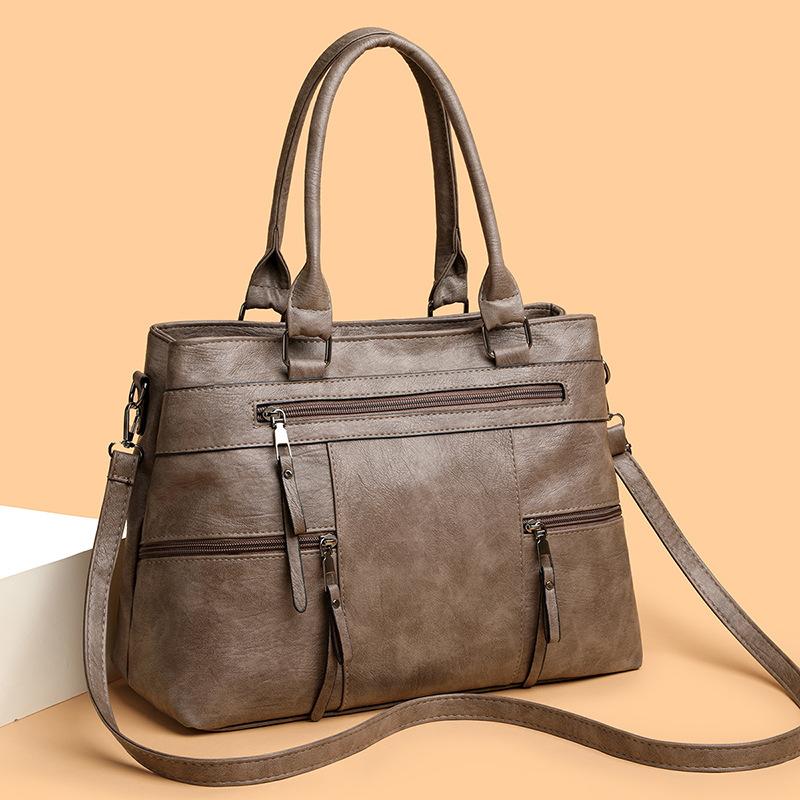 Large Capacity Textured Handbag, New Soft Leather Commuting Shoulder Bag, Crossbody Bag, High-end Tote Bag