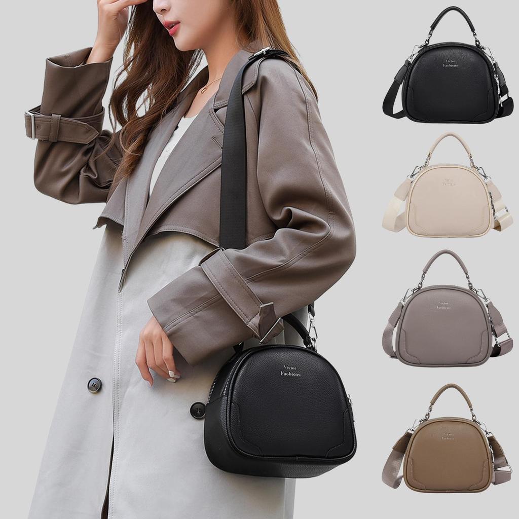 Welltude Women's Mini Boston Bag, Crossbody Bag, Shoulder Bag, Freestanding Zipper (Black)