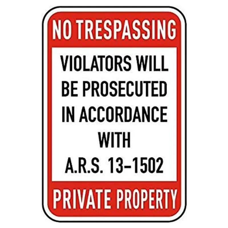 Retro No Trespassing Metal Poster Iron Decoration Perfect for Home Cafe Garage Club Bar Pubs