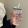 1PC Bow Printed Plastic Water Bottle with Straw and Lid Coffee Cup Tumbler Beverage Transparent Cold Drinks Beverage DrinkingCup