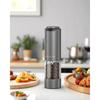 CIRCLE JOY Rechargeable Electric Salt and Pepper Grinder Set with Base, Aluminum Alloy Pepper Mill, 95ml Container, White LED Light, and Adjustable Ex