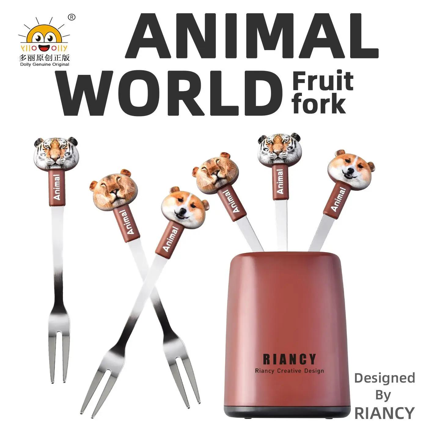 

Творческий домашний мультфильм теленок нержавеющая сталь вилка для фруктов ресторан торт лунный пирог вилка для закусок вилка для печенья