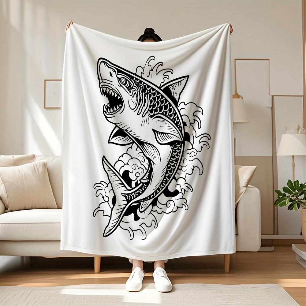 

Tattoo Fish Art Throw Blanket Japanese Style Design for Living Room Decor Gift for Him OceanHomeStyle70x100 70x100cm28x39in