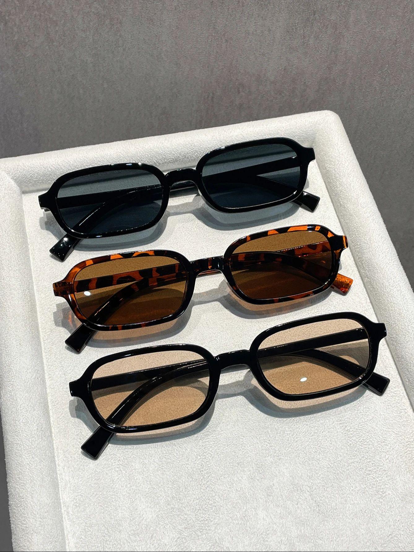 

3PCS Fashion Square Mini Frame Sunglasses for Models Daily Shopping Commuting Photography Styling Sun Protection