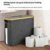 1Pc Bamboo Toilet Paper Holder With Lid - Self-Contained Bathroom Organizer With Handle, Enclosed Tissue Storage Box
