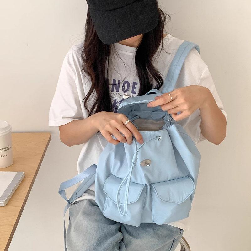 New Wind Lightweight Simple Niche Small Backpack Women's Fashion Casual Nylon Drawstring Backpack