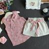 Girls Summer 0-4 Years Floral Bohemian Sleeveless Vest Shorts 2pcs Clothing Set