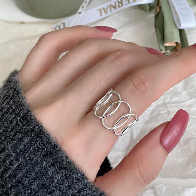 Women s Geometric Oval Zircon Adjustable Stackable Ring Open Adjustable