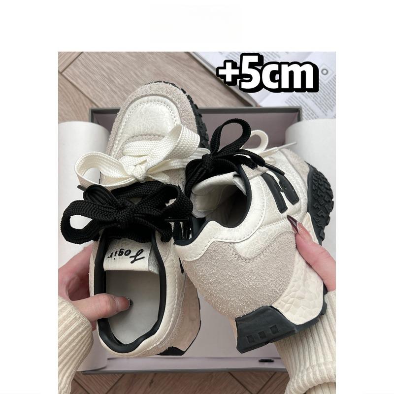 

thick-soled leather women s inner height-increasing single shoes spring new casual sports shoes 39