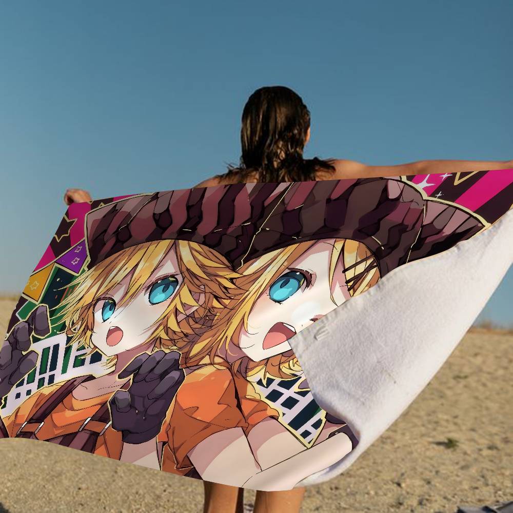 K-Kagamine-Len Microfiber Printed Beach Towel Mountain Climbing Yoga Beach Swimming Running Absorbent Soft Towel