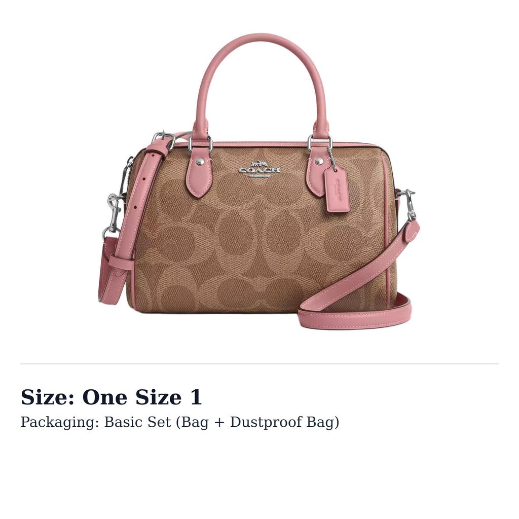 COACH RowanSATCHEL Signature Coated Canvas Crossbody Handbag Medium Women's Pink Brown CCD76-SVYGG