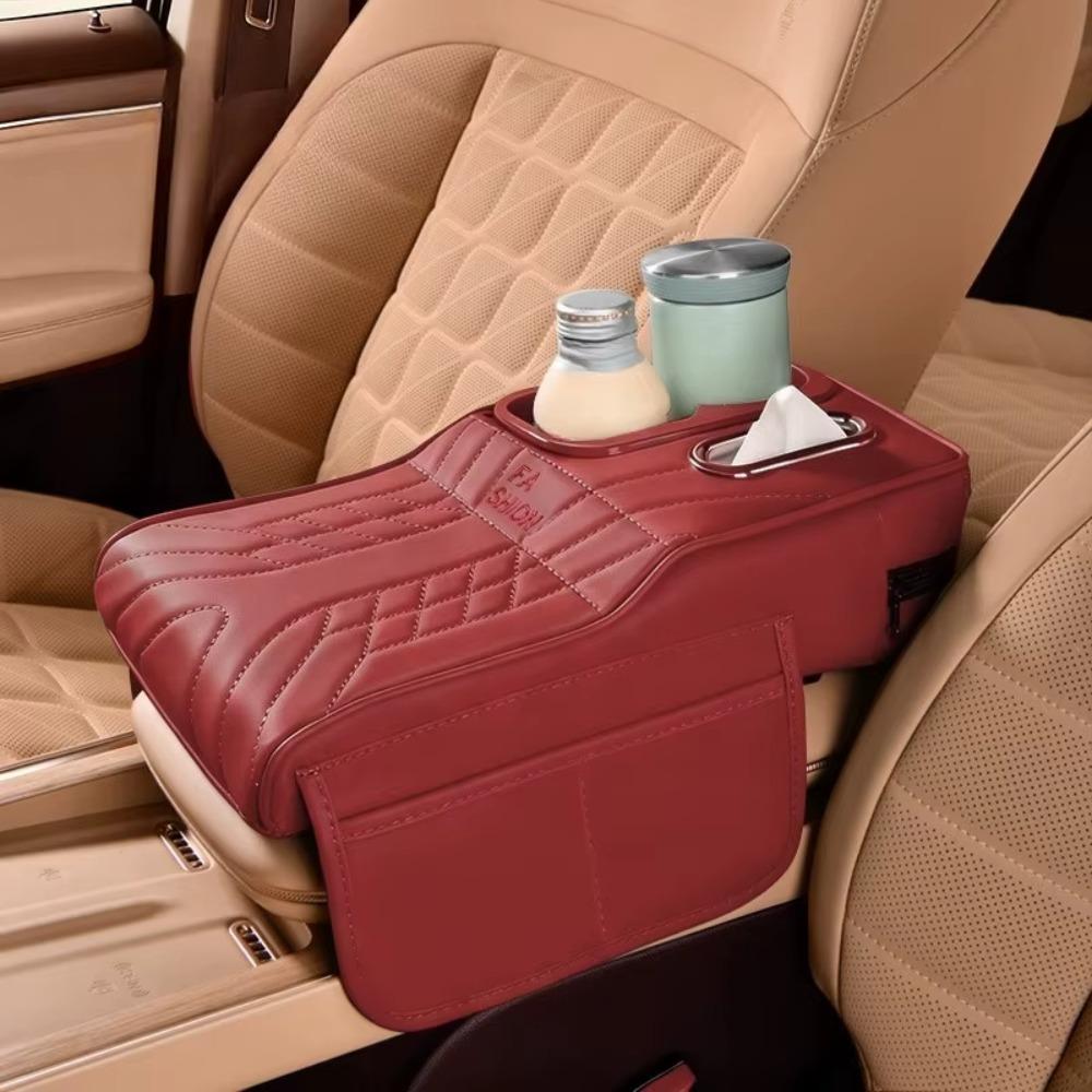 Height Increase Center Console Pad PU Leather Vehicle Armrest Cushion Auto Armrest Cover Mat SUV
