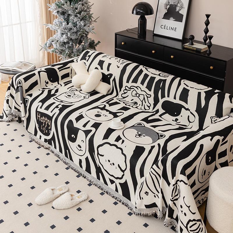 Cartoon Cartoon Dog Chenille Sofa Cover Cloth Four Seasons Universal Non-Slip Anti-Cat Scratch Blanket Full Cover Sofa Cover