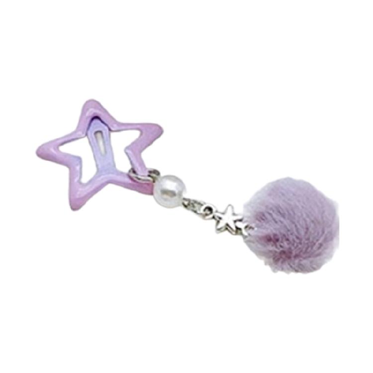 

Star Shape Hairpin Furry Ball Pendant Hair Clips Vintage Punk Hair Pins Headdress 1 фиолетовый
