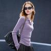 Sancai Damen Gerippter Polo Strickpullover