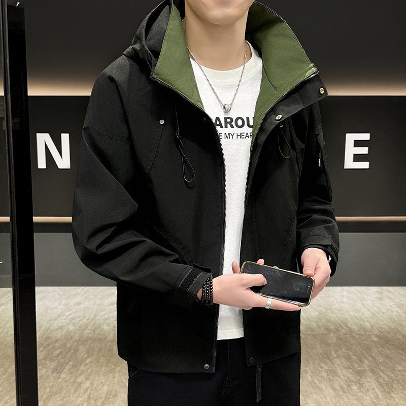 

Мужская ветровка 2025: Панк Американский Стиль, С капюшоном, Уличная Рабочая Одежда для Весны и Осени. 5XL