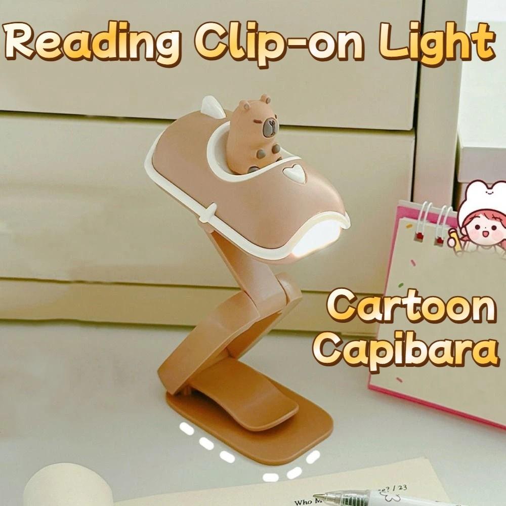 Cartoon Capibara Reading Light Creative Battery Powered Mini Capibara Folding Desktop Lamp Adjustable Warm Bright Night Light