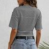 Women’s Crewneck Pullover Short Sleeve T-Shirt with Striped Print Loose Fit Casual Basic Top for Daily Wear
