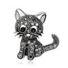 SKEDS Women Men Fashion Creative Exquisite Cute Cat Crystal Pin Lovely Kitten Rhinestone Delicate Kitten Enamel Brooch Badges
