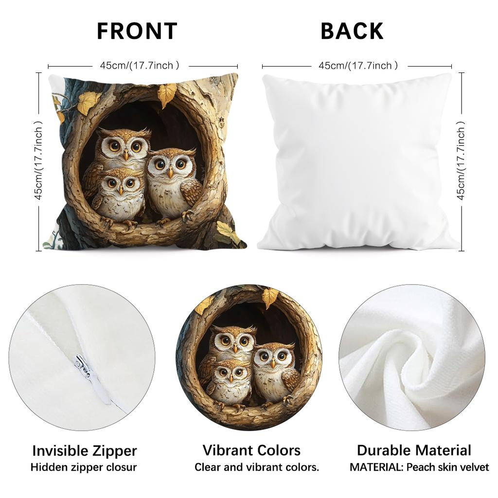 1 Pc Owl Pattern Pillowcase Throw Pillow Cushion Cover Seat Car Home Decor Sofa Bed Halloween Decorative Pillowcase 45X45Cm