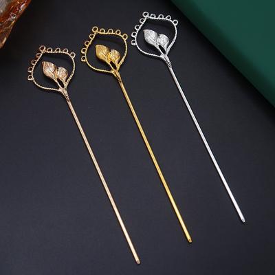 6pcs Retro Hair Fork Flower Hair Sticks Hair Pin Hairpins Headwear  Cabochon Base Jewelry Findings DIY Hair Accessories