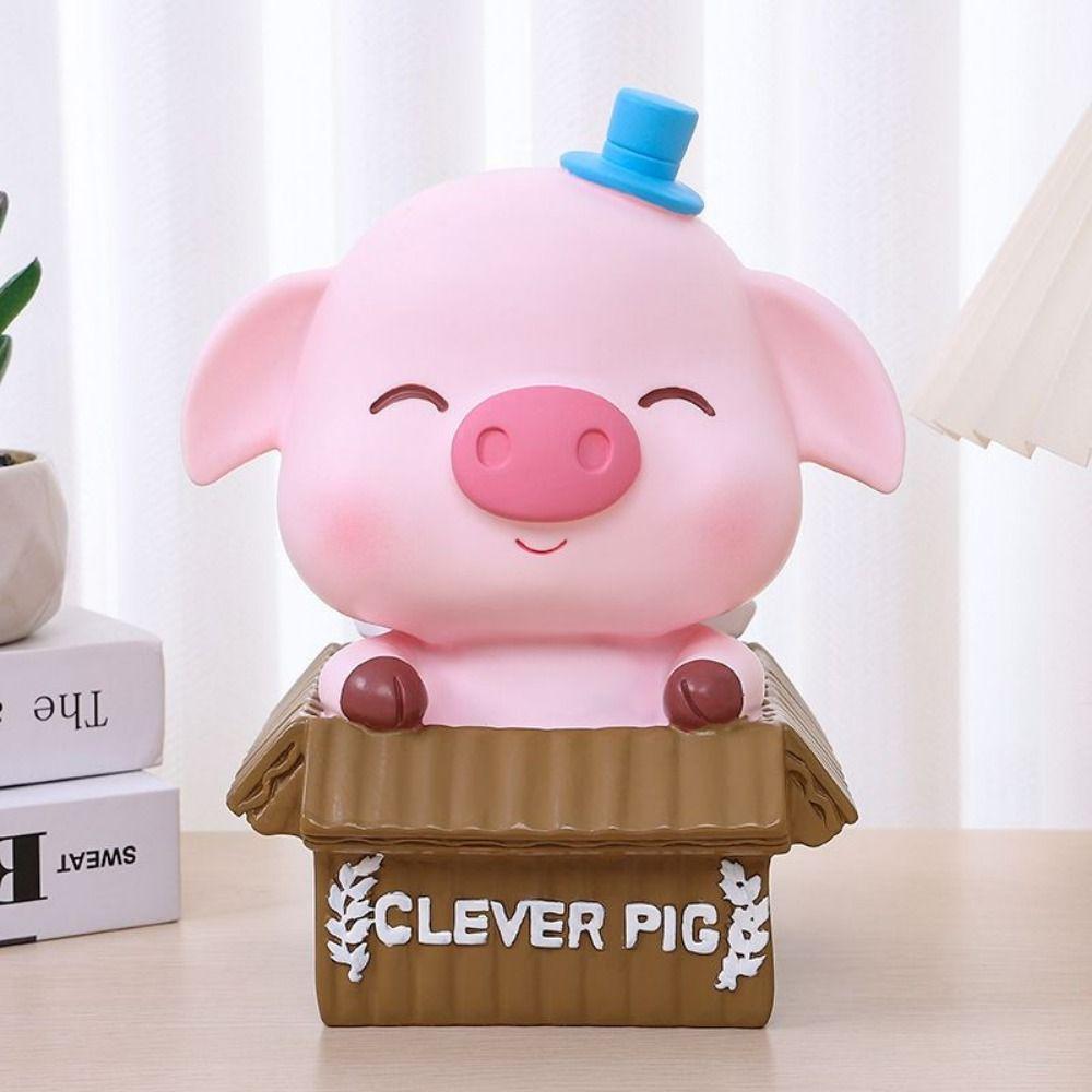 

Anti-fall Pig Savings Tank Moisture-proof Cartoon Desktop Ornament Pig Piggy Bank Home Decor