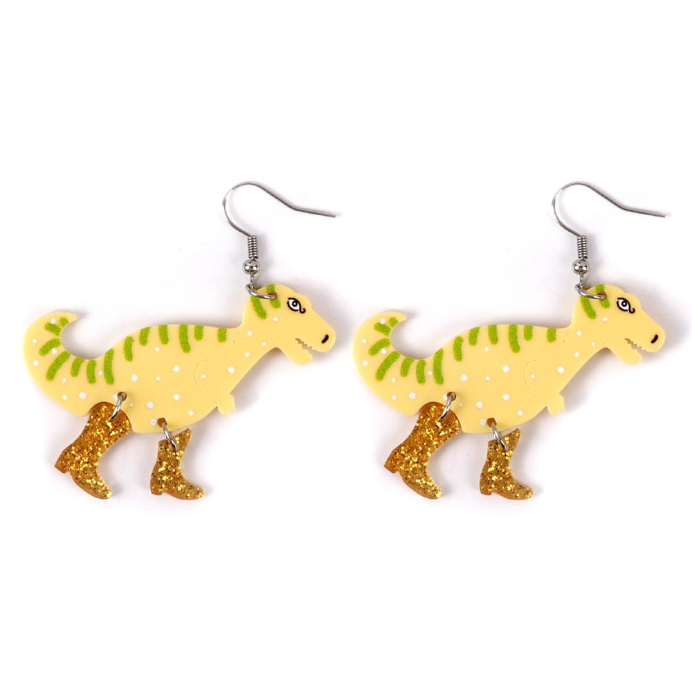 Cute Cartoon Dinosaur with Boots Acrylic Drop Earrings for Women Funny Tyrannosaurus In High Heels Dangle Earring 2026 Jewelry