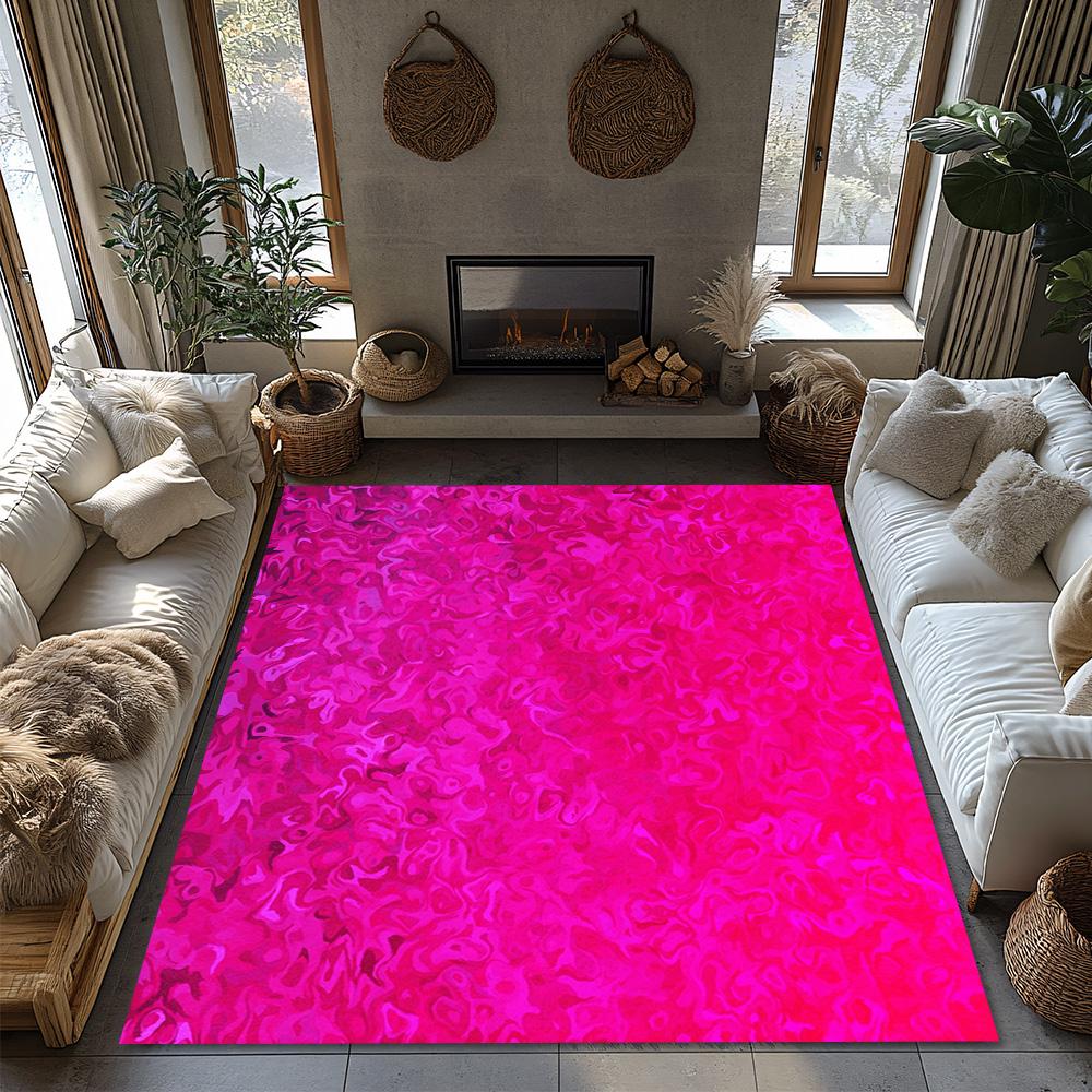 Tapete Macio e Fofo Lavável Antiderrapante Tapete de Área Sala de Estar Quarto Decoração de Casa Tapete de Chão Tapetes com Padrão Abstrato Moderno Rosa