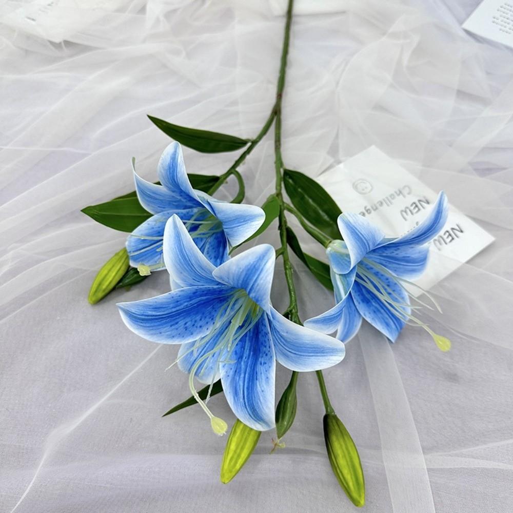 67cm Fake Lily Bouquet 2 Heads Wedding Bridal Bouquet Artificial Lily Flower Living Room Decor