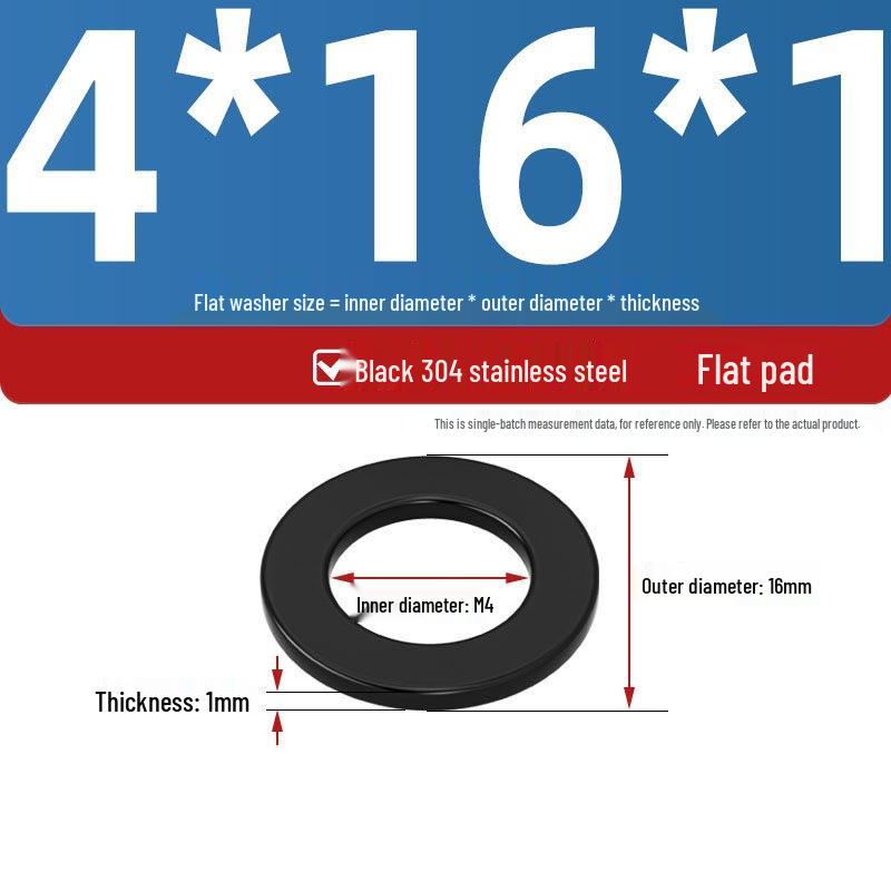 Ultra-Thin Black Zinc-Plated Stainless Steel Flat Washer (M2-M20)