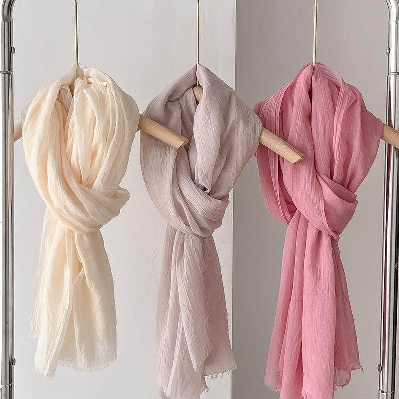 Thin Women's Desert Shawl Color Winning Cotton and Linen Beige Versatile Scarf Xinjiang Travel Sunscreen Scarf
