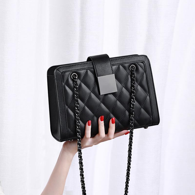 New Bag for Women's Bag Crossbody Bag Genuine Leather Chain Bag Small Bag Fashionable and Versatile One-shoulder Underarm Bag Small Square Bag
