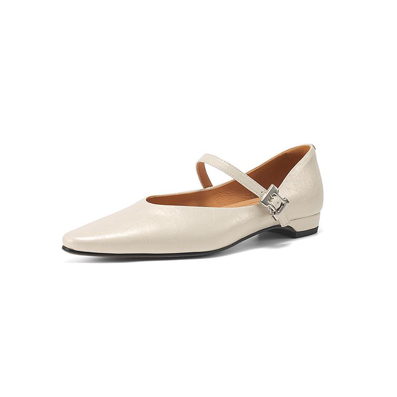 Fashion NEW Spring/Autumn Women Pumps Square Toe Low Heel Shoes Split Leather Shoes for Women Concise Buckle Strap Mary Janes Shoes