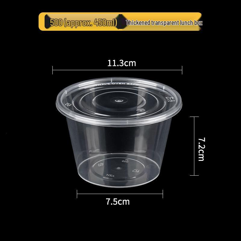 Disposable Transparent Food-Grade Round Takeaway Box for Salad, Bento, or Rice - High Temperature Resistant